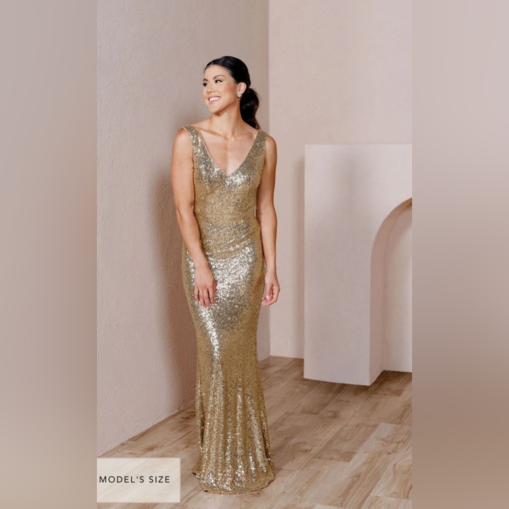 Revelry Dakota Bridesmaid Dress Gold 204